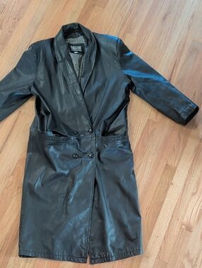 Vintage Tarazzia Internationale Leather Double-Breasted Long Coat
